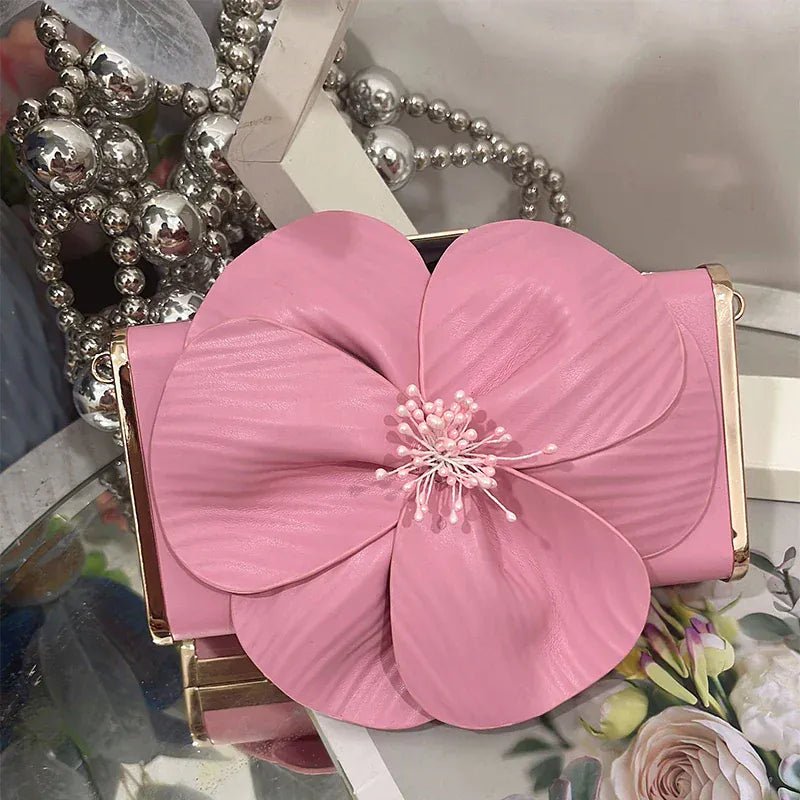 Creative Flower Small Square Bag Fashion Texture Versatile Elegant Crossbody Chain Bag High - grade Leather Irregular Clutch Bag - SN Wigs & More