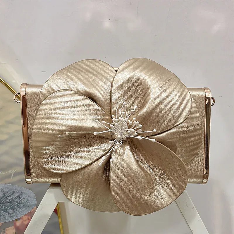 Creative Flower Small Square Bag Fashion Texture Versatile Elegant Crossbody Chain Bag High - grade Leather Irregular Clutch Bag - SN Wigs & More