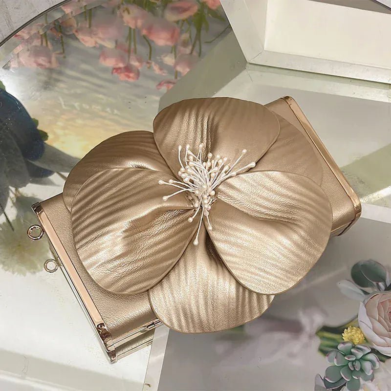 Creative Flower Small Square Bag Fashion Texture Versatile Elegant Crossbody Chain Bag High - grade Leather Irregular Clutch Bag - SN Wigs & More