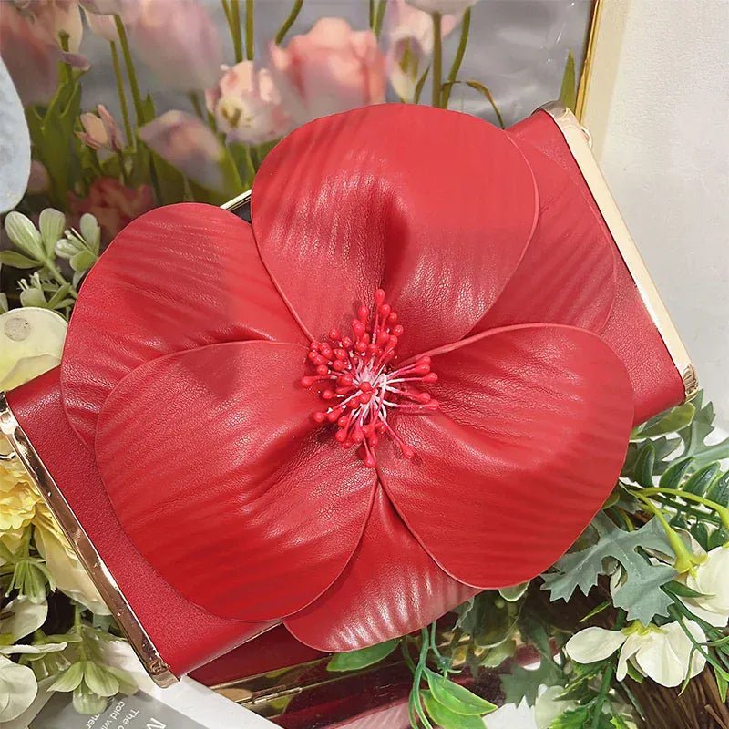 Creative Flower Small Square Bag Fashion Texture Versatile Elegant Crossbody Chain Bag High - grade Leather Irregular Clutch Bag - SN Wigs & More
