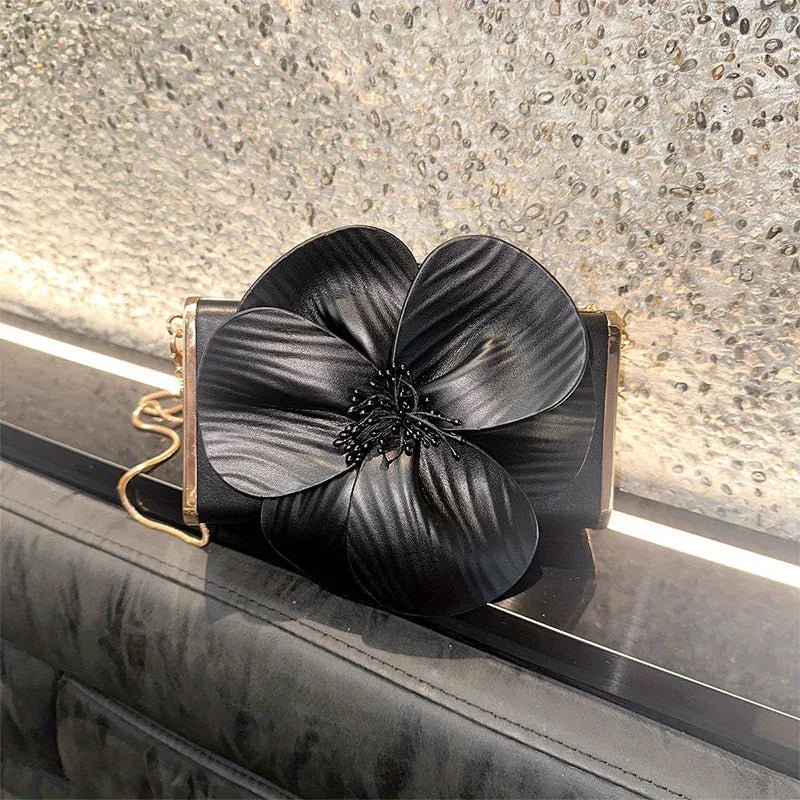 Creative Flower Small Square Bag Fashion Texture Versatile Elegant Crossbody Chain Bag High - grade Leather Irregular Clutch Bag - SN Wigs & More