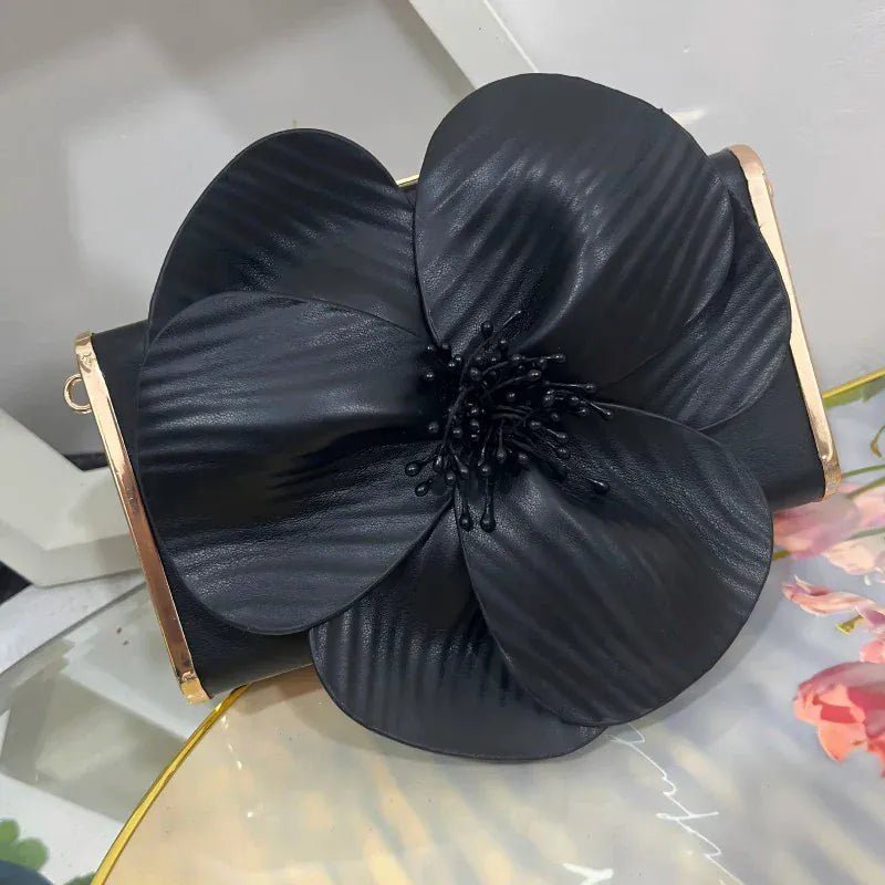 Creative Flower Small Square Bag Fashion Texture Versatile Elegant Crossbody Chain Bag High - grade Leather Irregular Clutch Bag - SN Wigs & More
