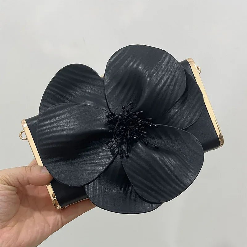 Creative Flower Small Square Bag Fashion Texture Versatile Elegant Crossbody Chain Bag High - grade Leather Irregular Clutch Bag - SN Wigs & More
