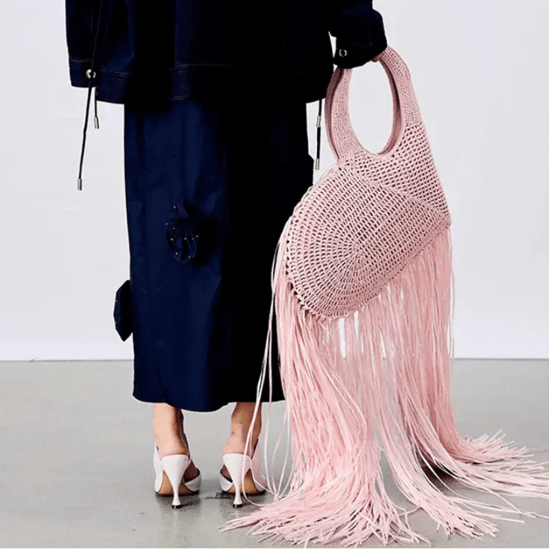 Creative Love Woven Underarm Bag Bohemian Tassel Fashion Design Large Capacity Handheld Beach Bag Hand - woven Tassel Women's Bag - SN Wigs & More