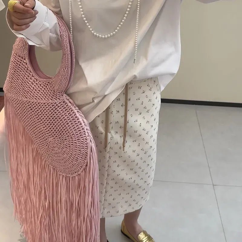 Creative Love Woven Underarm Bag Bohemian Tassel Fashion Design Large Capacity Handheld Beach Bag Hand - woven Tassel Women's Bag - SN Wigs & More