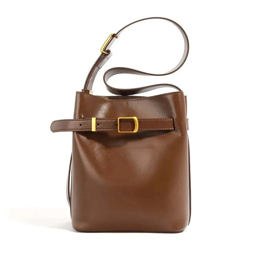 Crossbody Bag Luxury Genuine Leather Handbag Mini Bucket Bag Fashion Spring Lady Casual Tote Chic Purses 2024 New