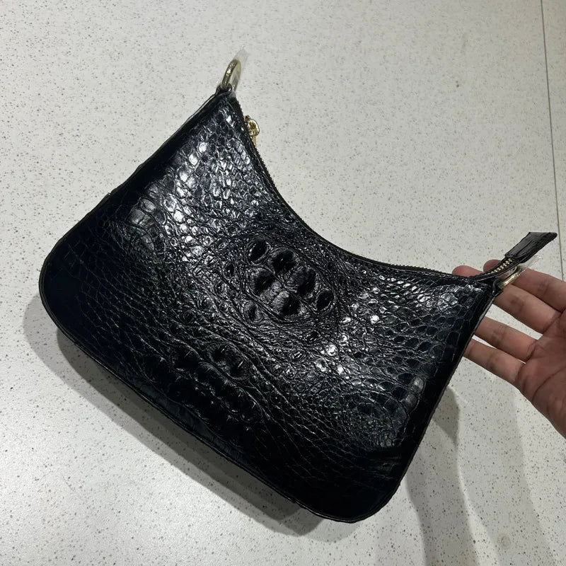 Crossbody Bag With Crocodile Leather Texture For Casual Everyday Chic And Versatile - SN Wigs & More
