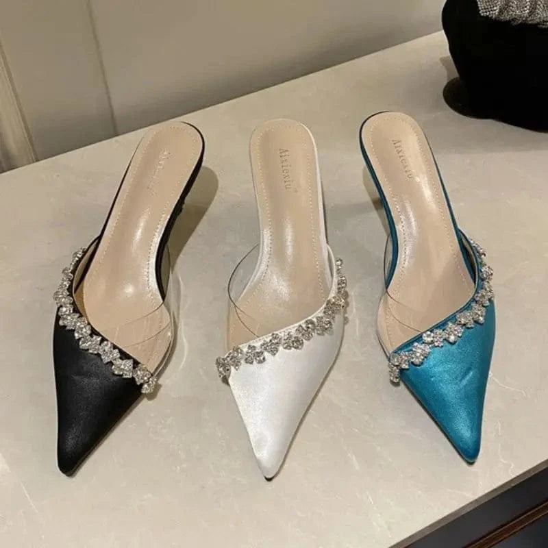 Crystal Rhinestone Dames Schoenen Stiletto Pumps Fashion Glass Transparent Women Heels Shoes for Lady