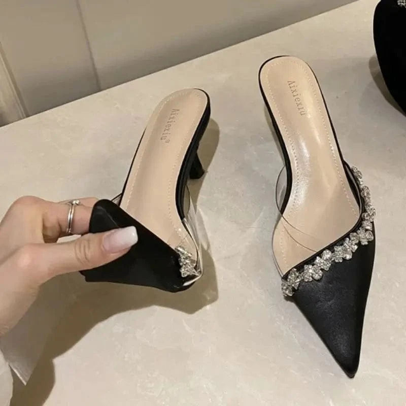 Crystal Rhinestone Dames Schoenen Stiletto Pumps Fashion Glass Transparent Women Heels Shoes for Lady