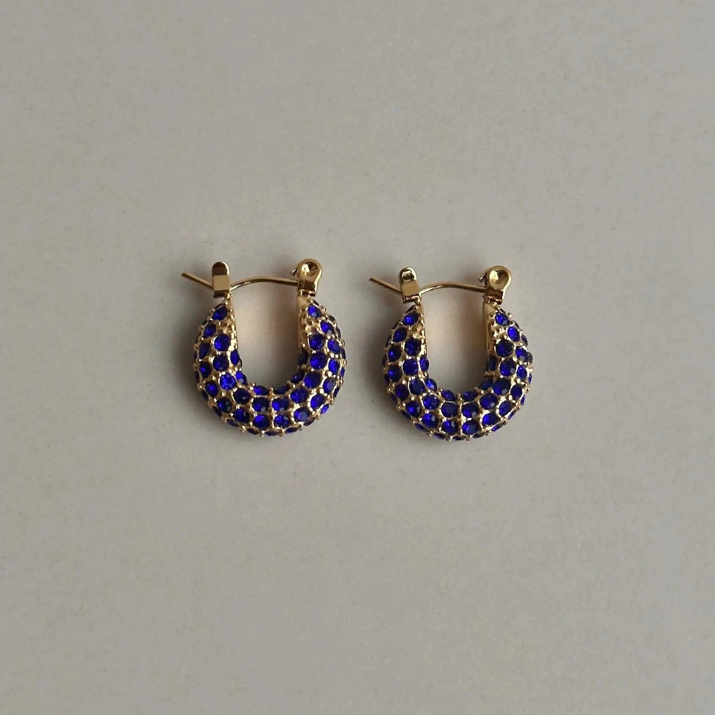 Cubic Zircon Chunky Colorful Full Diamond Inlaid Shiny Stone Stainless Steel Hoop Huggie Earrings Jewelry Women