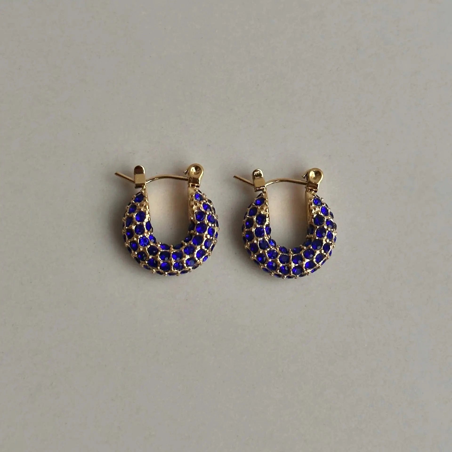 Cubic Zircon Chunky Colorful Full Diamond Inlaid Shiny Stone Stainless Steel Hoop Huggie Earrings Jewelry Women