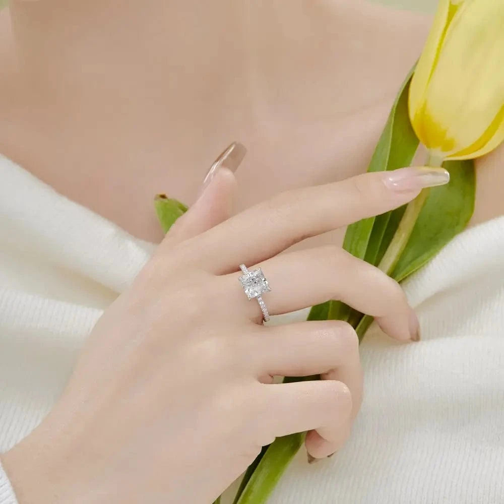 Custom 18K Gold Plated Engagement Wedding Stacking Cubic Zirconia Ring Diamond 925 Sterling Silver Baguette Rings Jewelry Women