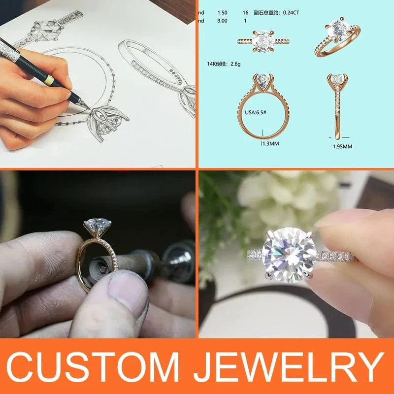 Custom 1ct 2ct 3ct 5ct engagement wedding brand jewelry 14k 18k gold lab grown diamond ring