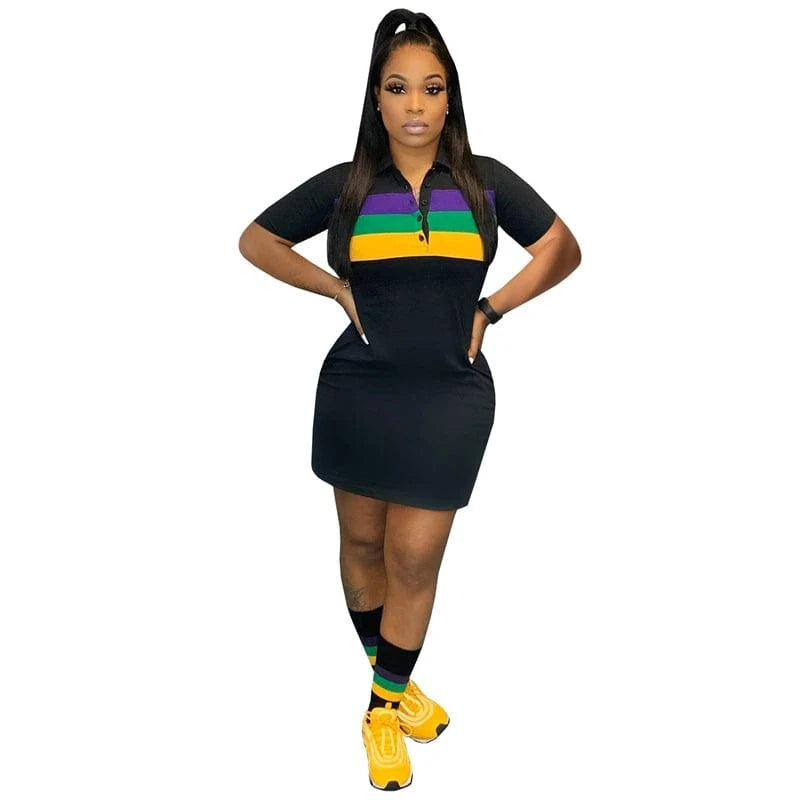 custom 2024 summer new arrivals ladies women casual elegant black and white striped knit short sleeve mini dress for women