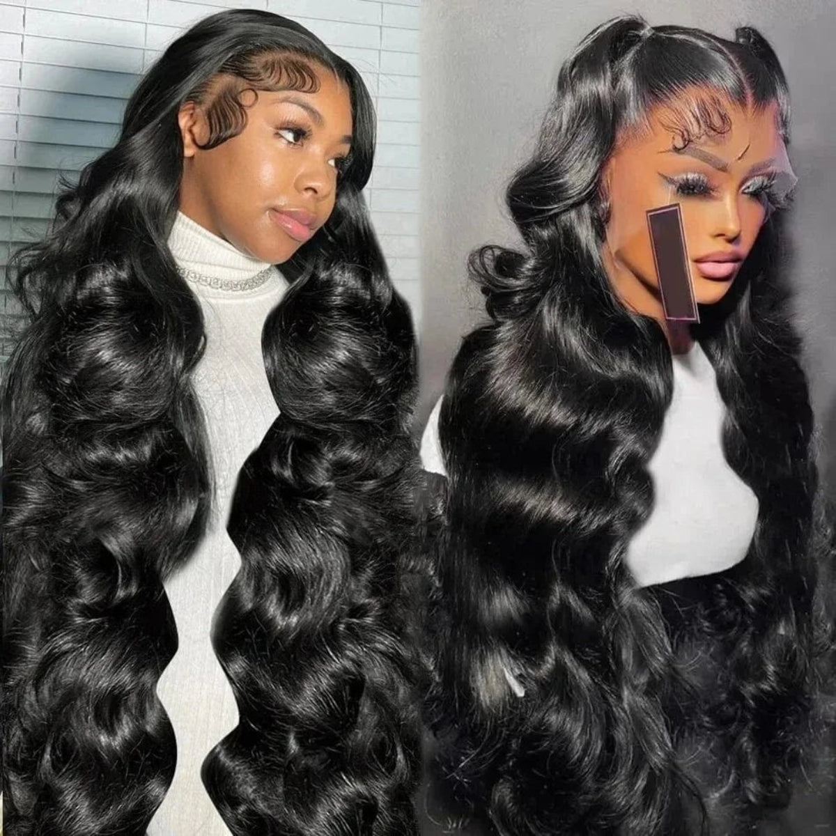 Custom All Size 13*4 Body Wave Human Hair 180% Density Brazilian Virgin Hair Transparent Lace Front Wig For Women