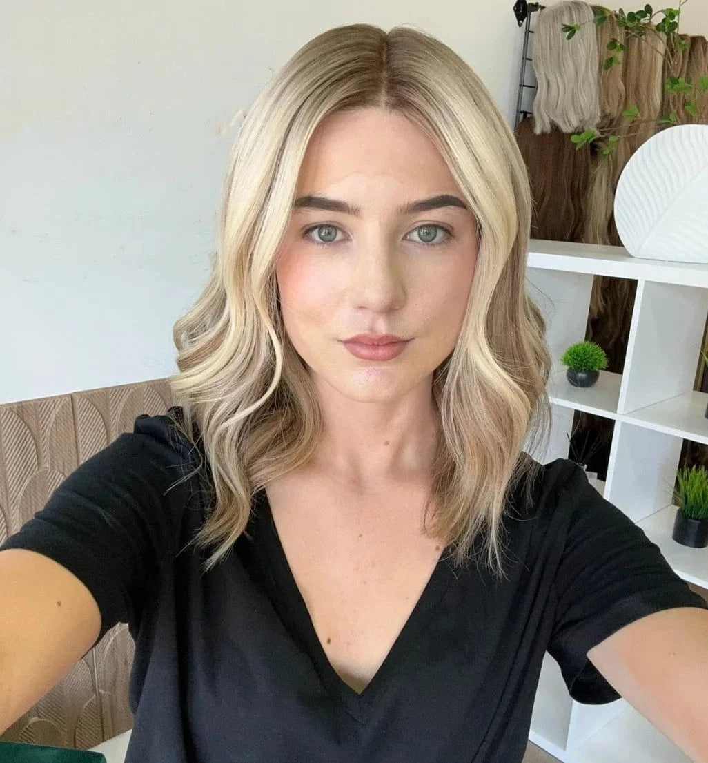 Custom Baby Blonde Highlight Color Short Bob Cut Wig Salon Quality Virgin European Cuticle Human Hair Lace Top Jewish Wigs
