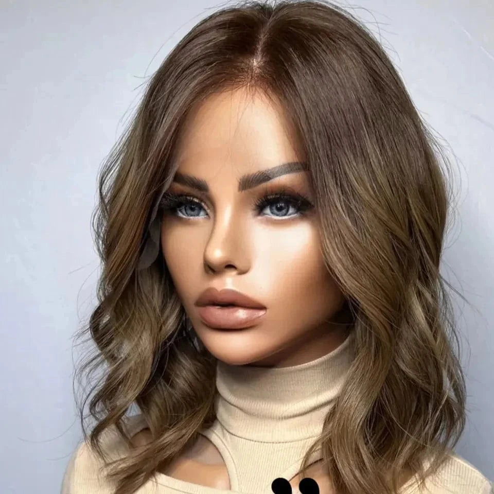 Custom Baby Blonde Highlight Color Short Bob Cut Wig Salon Quality Virgin European Cuticle Human Hair Lace Top Jewish Wigs