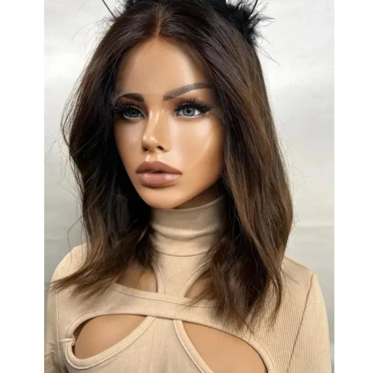 Custom Baby Blonde Highlight Color Short Bob Cut Wig Salon Quality Virgin European Cuticle Human Hair Lace Top Jewish Wigs