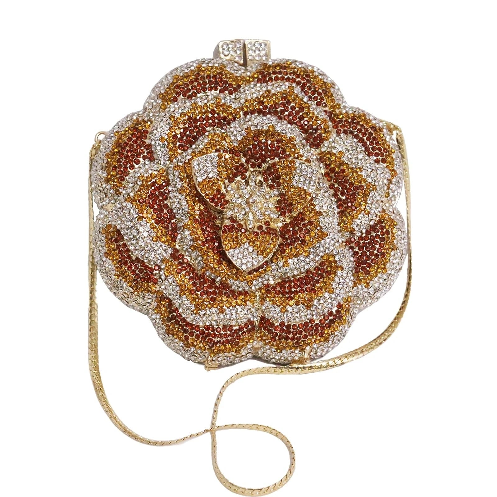 Custom Banquet Dress Rhinestone Bag Rose Diamond Clutches Luxury Flower Woman Gown Crystal Clutch Bag for Women Luxury Gold