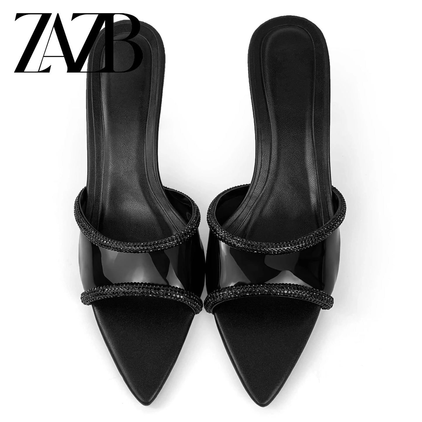 Custom Black transparent leather high heels shoes sandals women and ladies femmes chaussures pour femmes wedding for bride