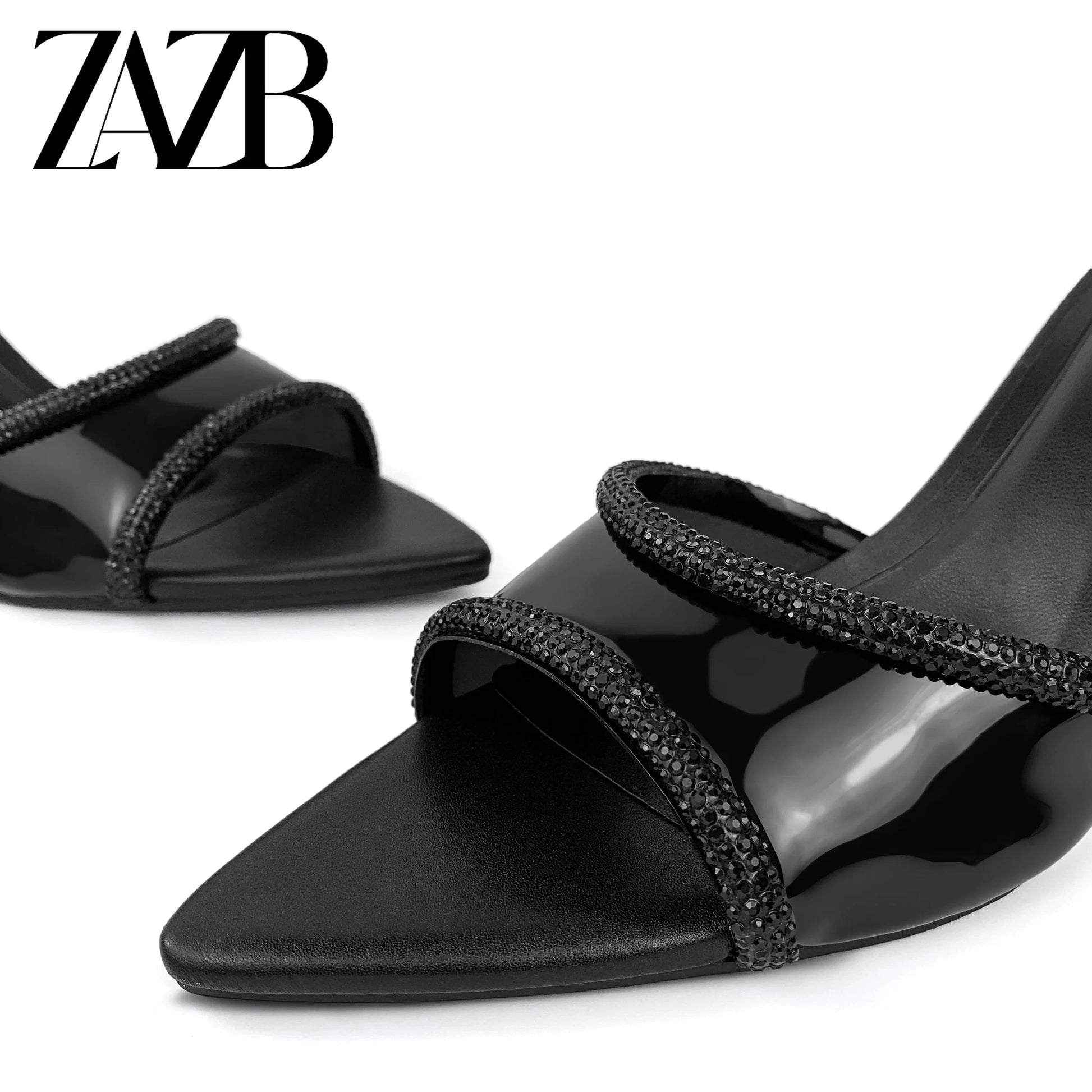 Custom Black transparent leather high heels shoes sandals women and ladies femmes chaussures pour femmes wedding for bride