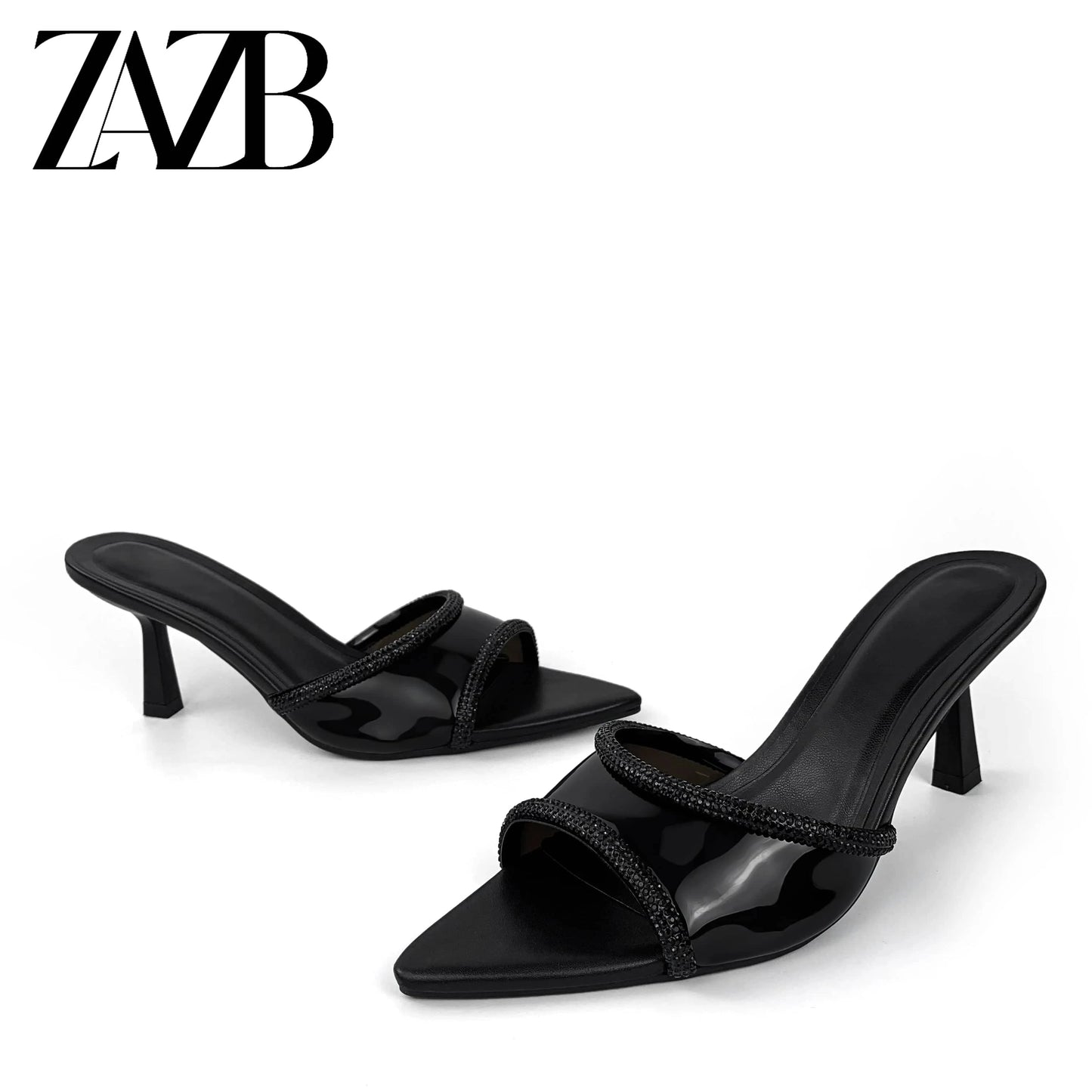 Custom Black transparent leather high heels shoes sandals women and ladies femmes chaussures pour femmes wedding for bride