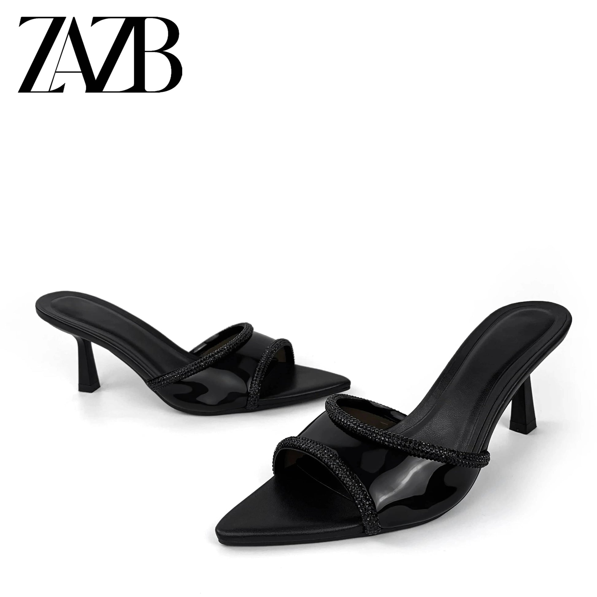 Custom Black transparent leather high heels shoes sandals women and ladies femmes chaussures pour femmes wedding for bride