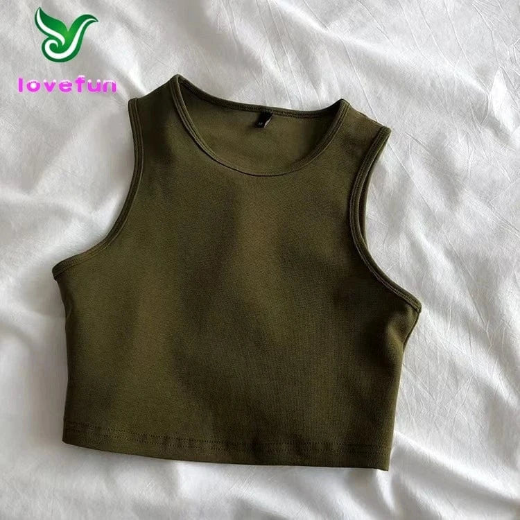 Custom Cropped Vest Tank Top Women'S High Waist Slim Inside T-Shirt Women'S Elastic Short Sleeveless Bottom Shirt Girl