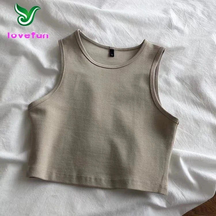 Custom Cropped Vest Tank Top Women'S High Waist Slim Inside T-Shirt Women'S Elastic Short Sleeveless Bottom Shirt Girl
