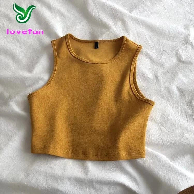 Custom Cropped Vest Tank Top Women'S High Waist Slim Inside T-Shirt Women'S Elastic Short Sleeveless Bottom Shirt Girl