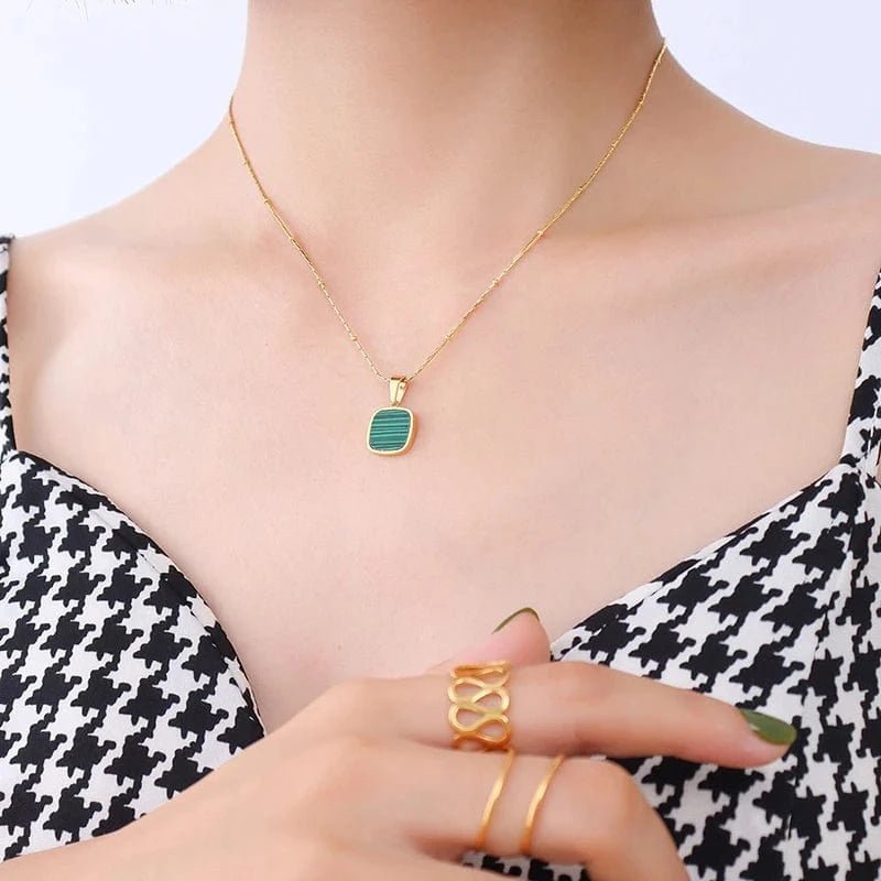 Custom Design Geometric White Sea Shell Acrylic Rhombus Square Round Necklace Jewelry