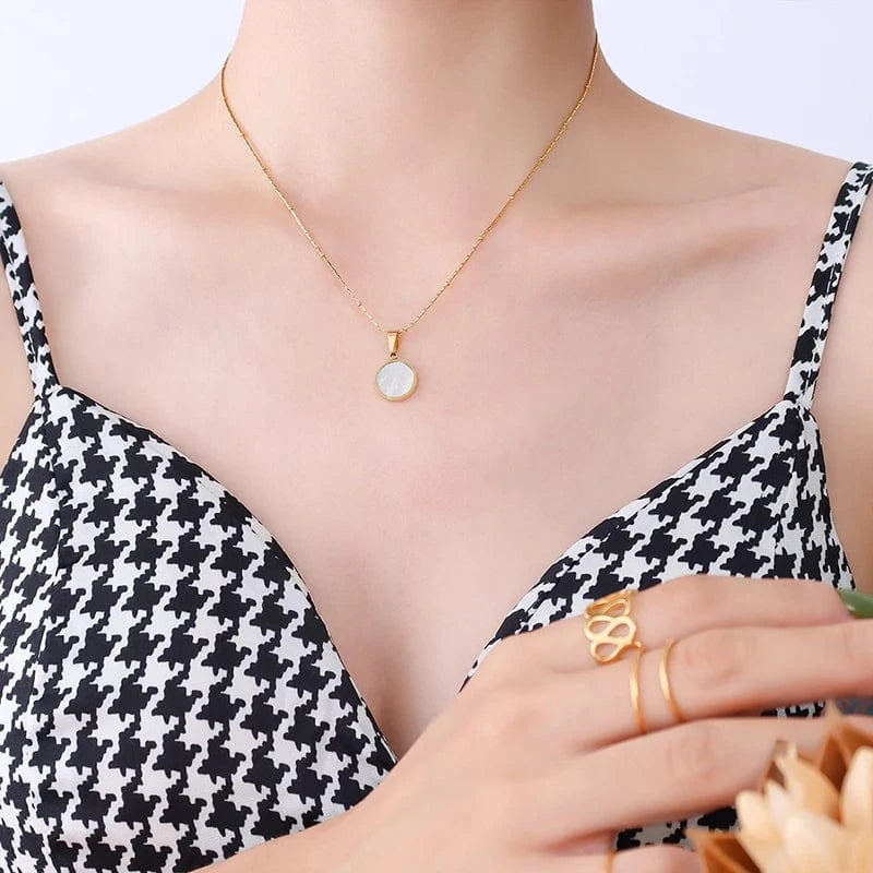 Custom Design Geometric White Sea Shell Acrylic Rhombus Square Round Necklace Jewelry