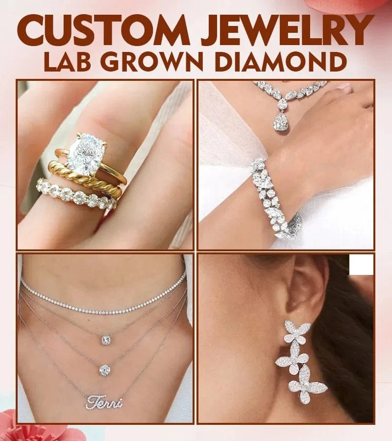 Custom design women engagement wedding brand jewelry 14k 18k gold band ring set emerald cut lab grown diamond ring