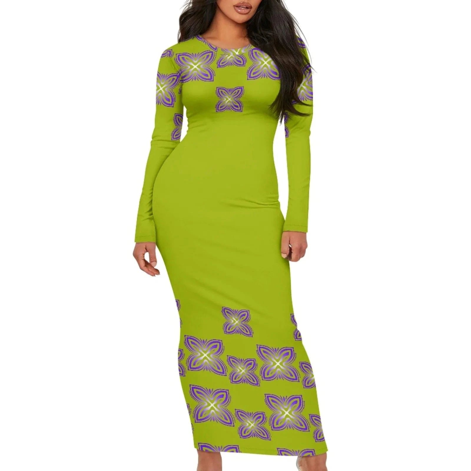 Custom Dresses for Women 2024 Round Neck Spring Summer Bodycon Long Sleeve Simple Casual Slim Fit Women's Clothing Dress Party