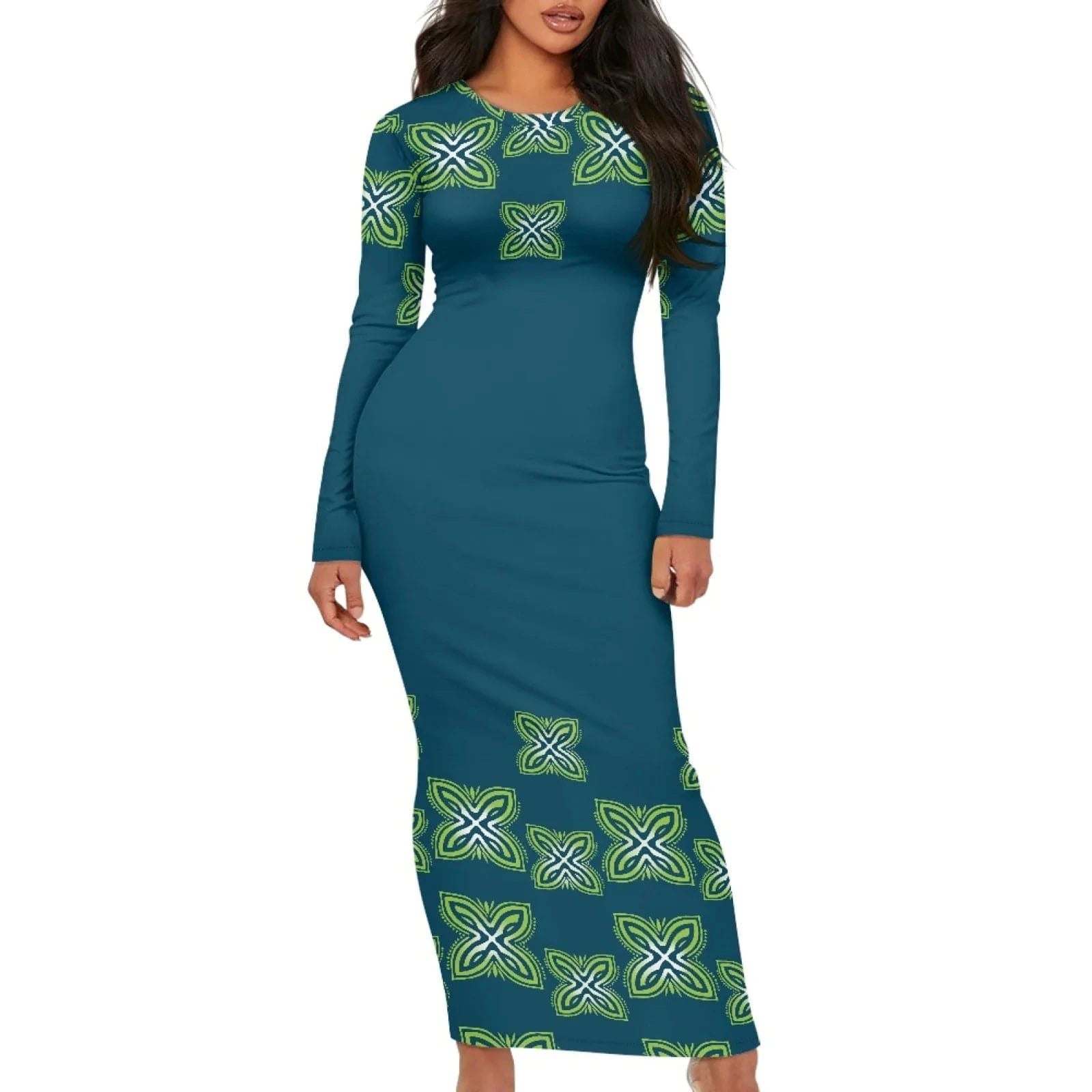 Custom Dresses for Women 2024 Round Neck Spring Summer Bodycon Long Sleeve Simple Casual Slim Fit Women's Clothing Dress Party