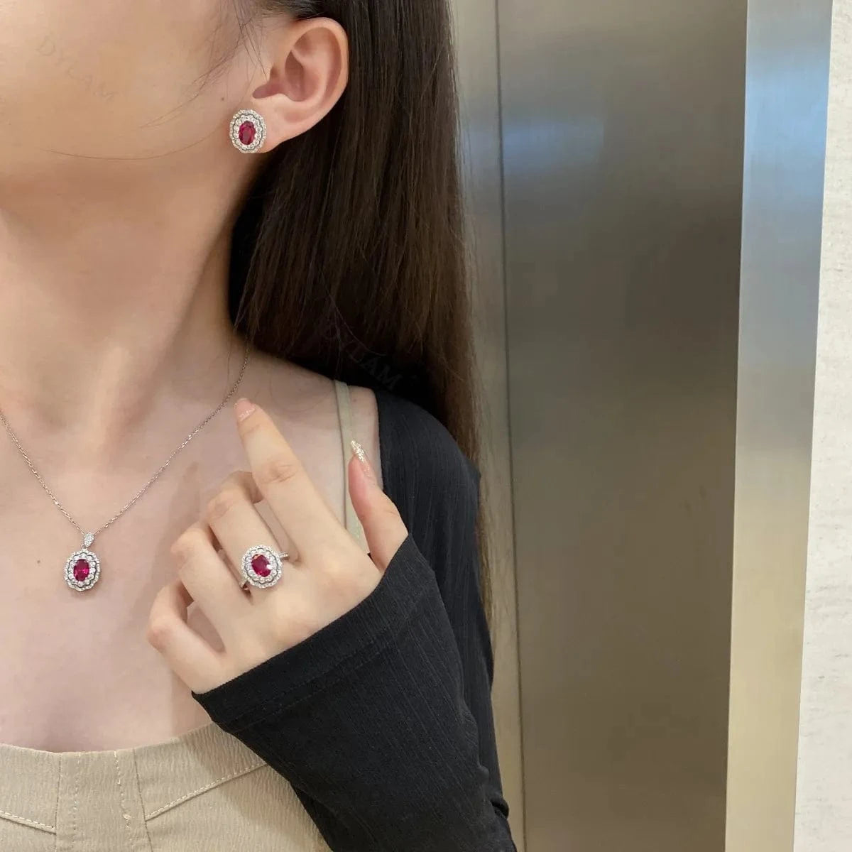 Custom Flower Shape Cz Cubic Zirconia Jewelry Ruby 925 Sterling Silver Ring Engagement Wedding Eternity Band Rings For Women