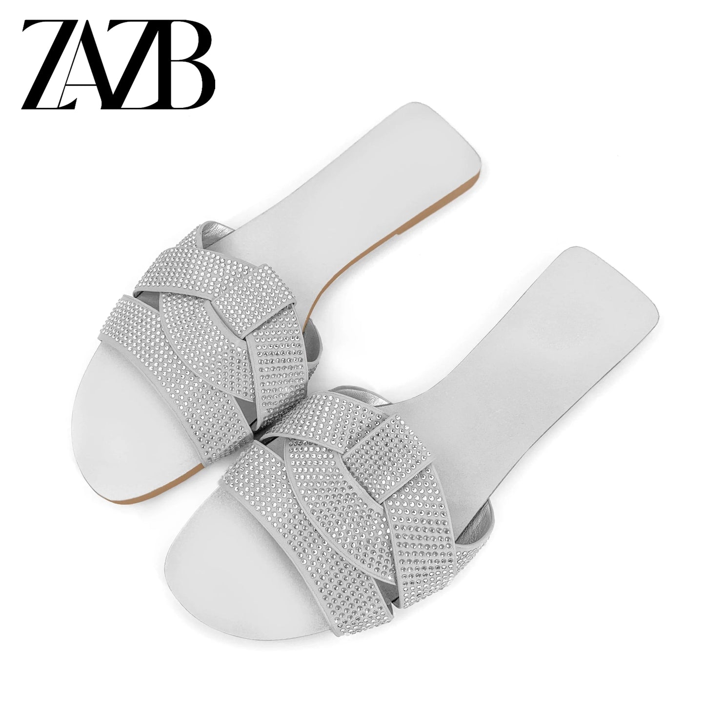 Custom gold braid leather shiny  designer shoes sandal for women and ladies flat slipper shoes luxury femmes fashion