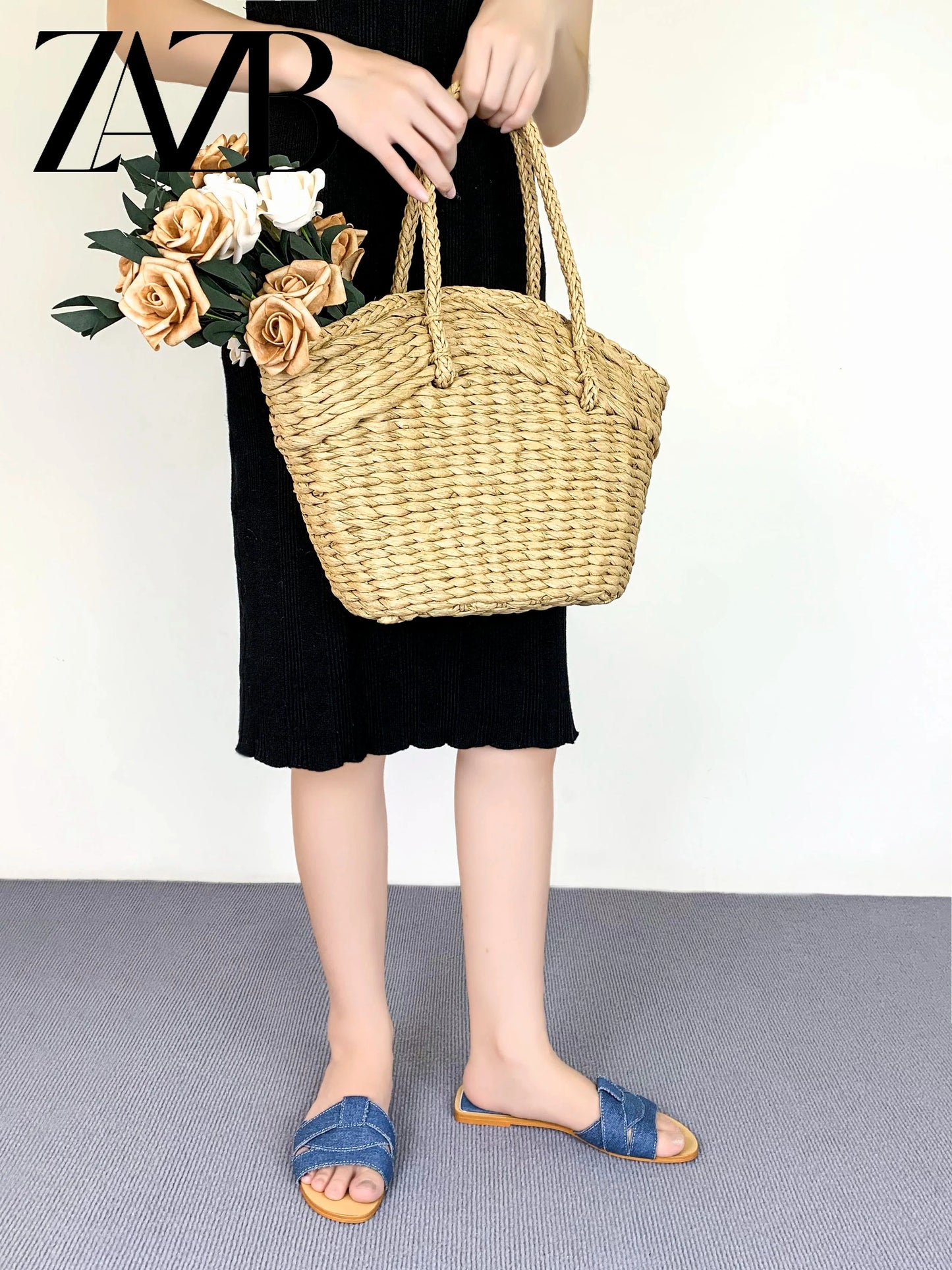 Custom gold braid leather shiny  designer shoes sandal for women and ladies flat slipper shoes luxury femmes fashion