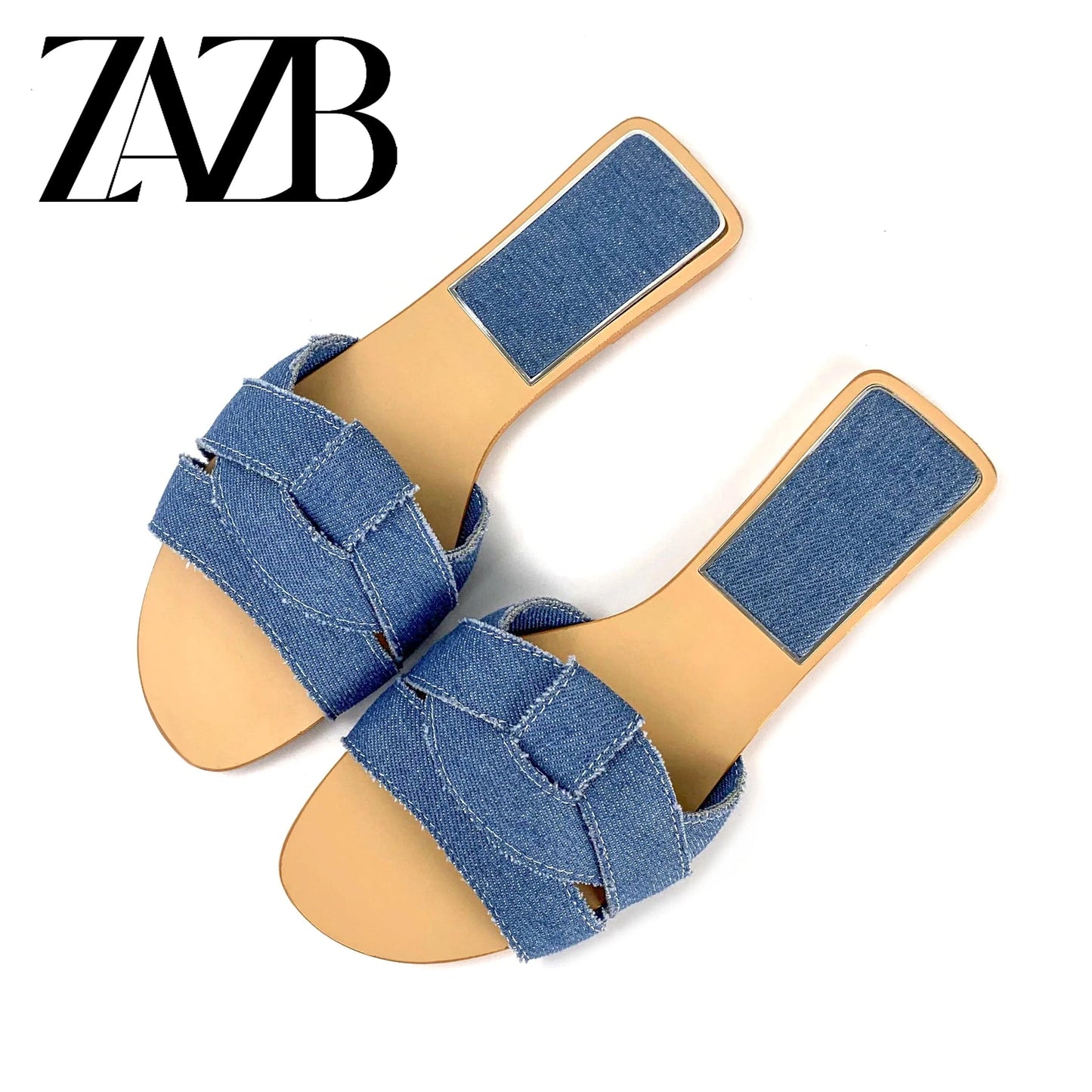 Custom gold braid leather shiny  designer shoes sandal for women and ladies flat slipper shoes luxury femmes fashion