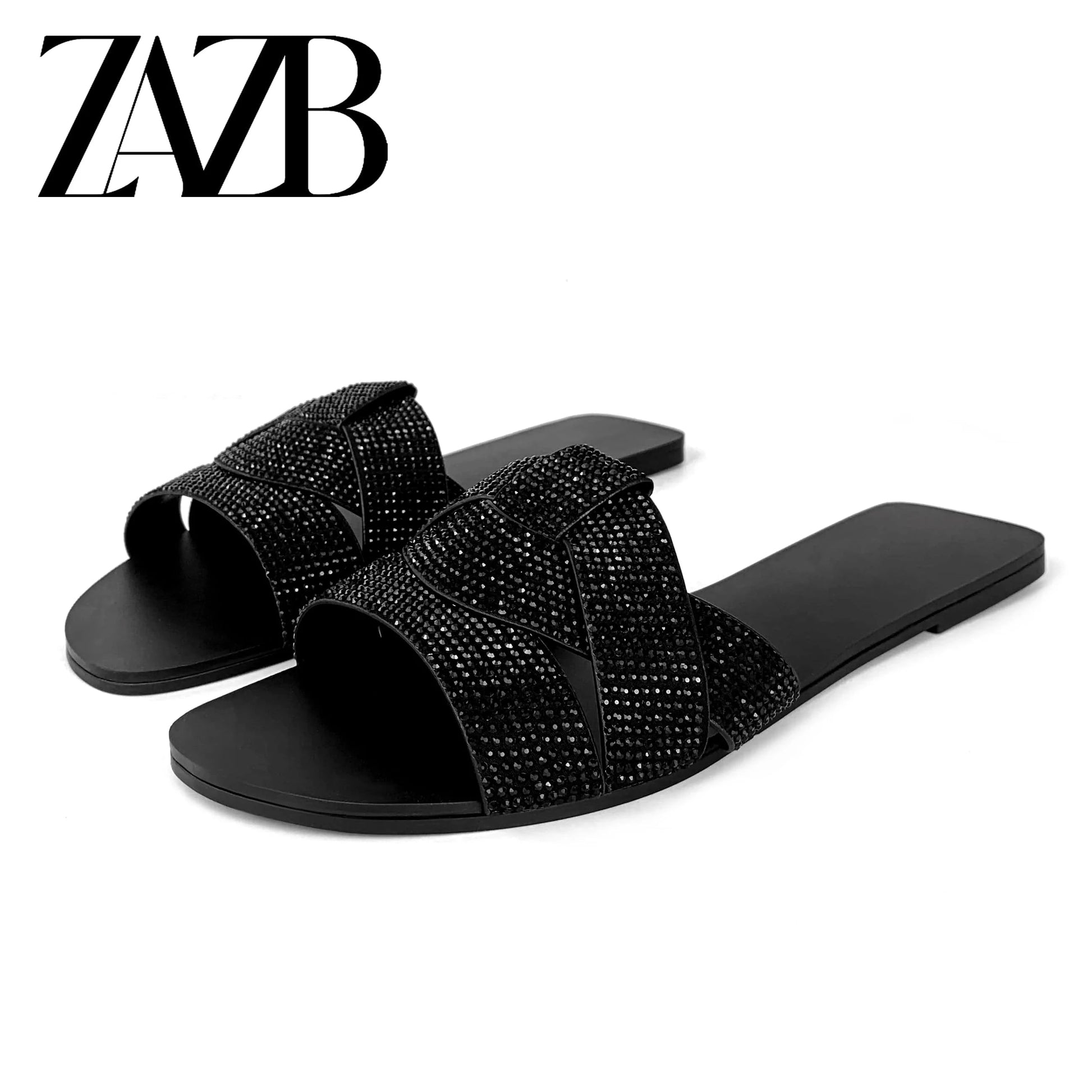 Custom gold braid leather shiny  designer shoes sandal for women and ladies flat slipper shoes luxury femmes fashion