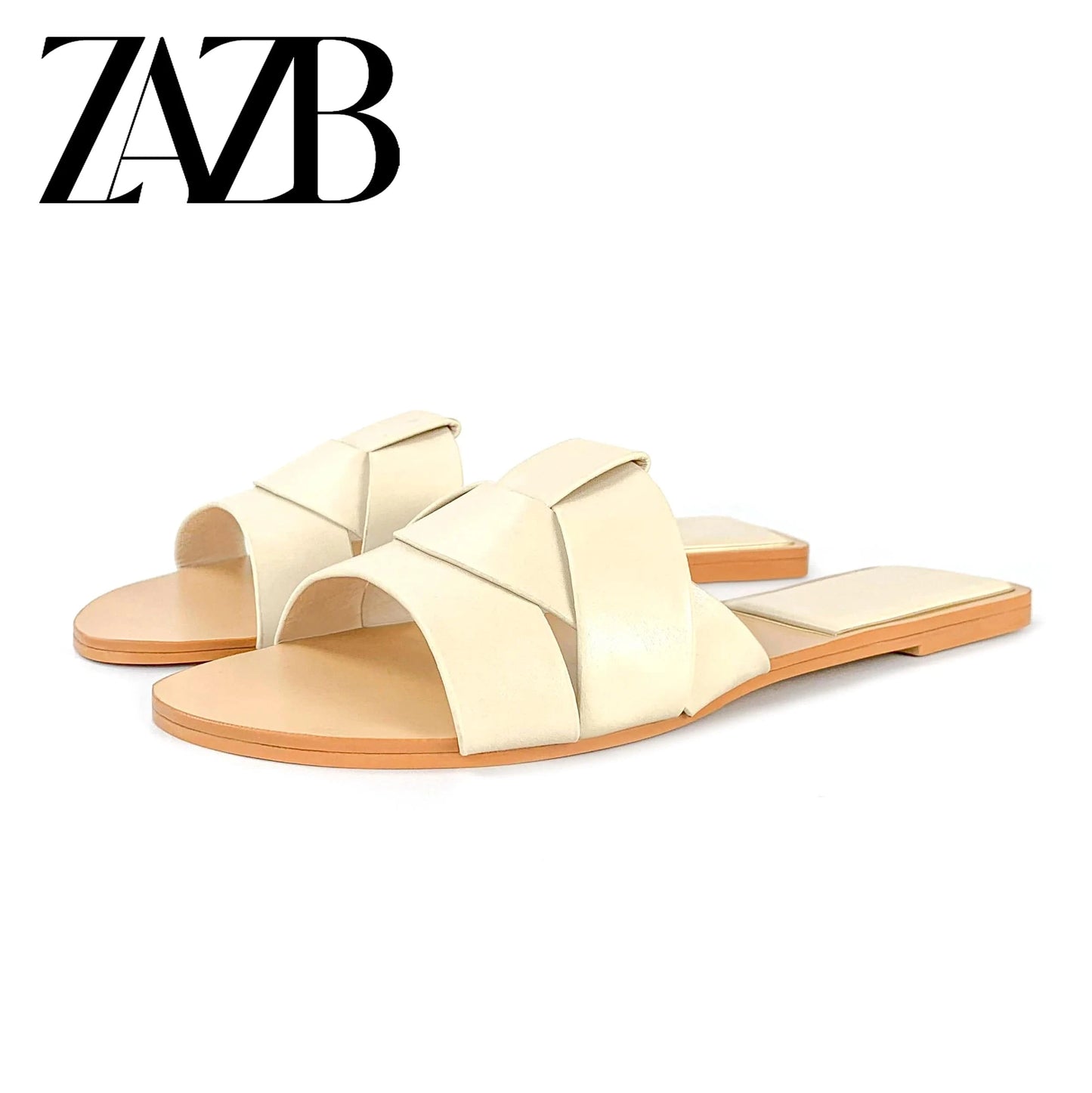 Custom gold braid leather shiny  designer shoes sandal for women and ladies flat slipper shoes luxury femmes fashion