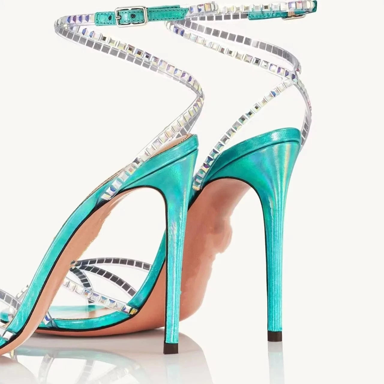 Custom Heels Women 2024 Luxury Shoes Sexy Metallic Green Luxury Escarpins Femme Heels Sandals for Women New Style Pumps Shoes