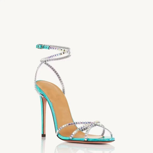 Custom Heels Women 2024 Luxury Shoes Sexy Metallic Green Luxury Escarpins Femme Heels Sandals for Women New Style Pumps Shoes