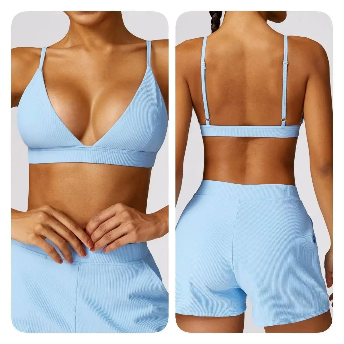 Custom High Elastic Breathable 4 Piece Sports Bra Tank Top Flare Leggings Yoga Workout Shorts Set Yoga Outfit Women Sets