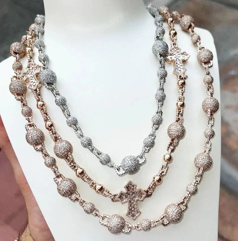 Custom Infinity Heart Chains 2-Tone VVS Moissanite Gold Plated Solid 925 Sterling Silver Heart Cuban Link Chains Jewelry