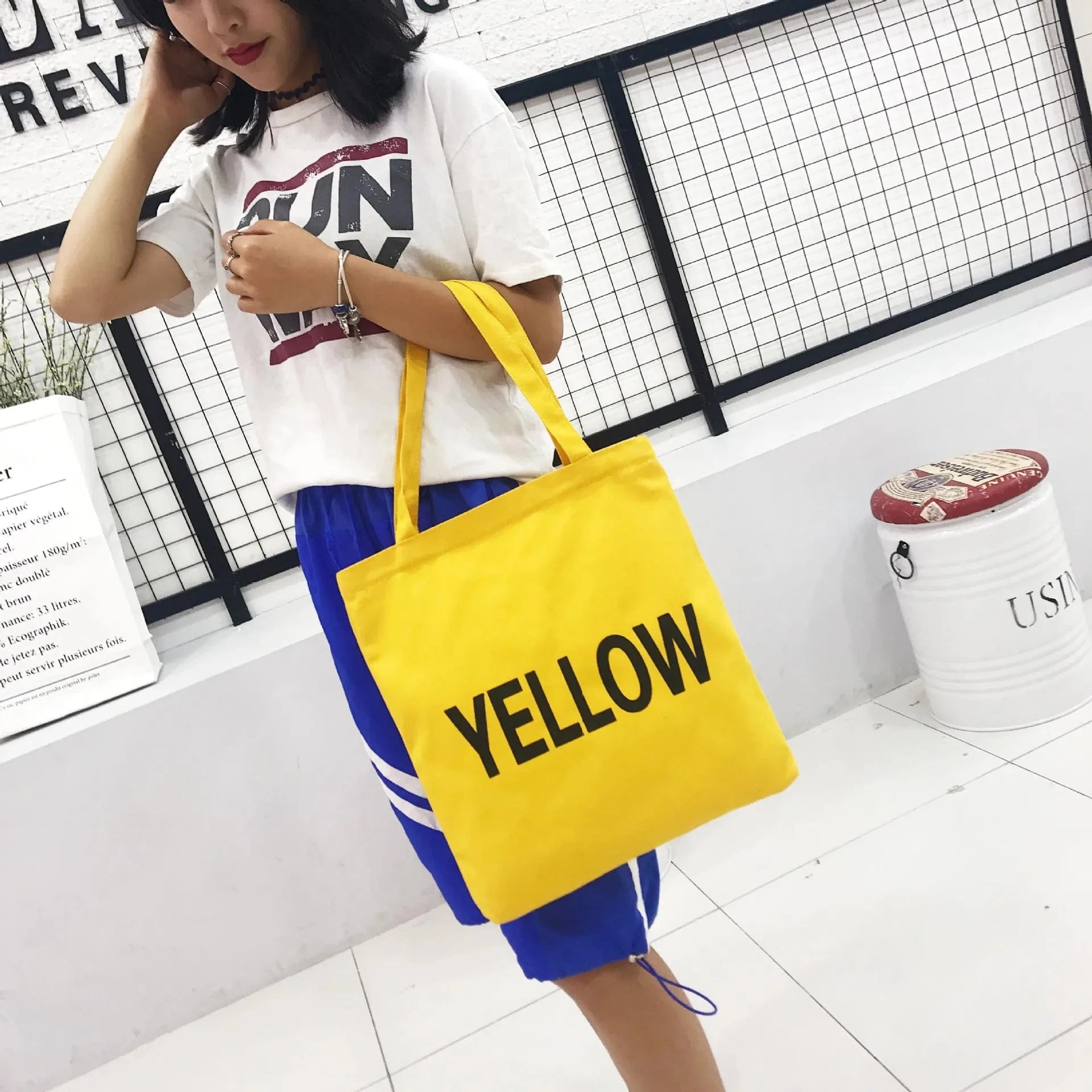 Custom Large Capacity Canvas Working Tote Bags Solid Color Shoulder Bag Black White Yellow Pink Women's Handbags For Shopping
