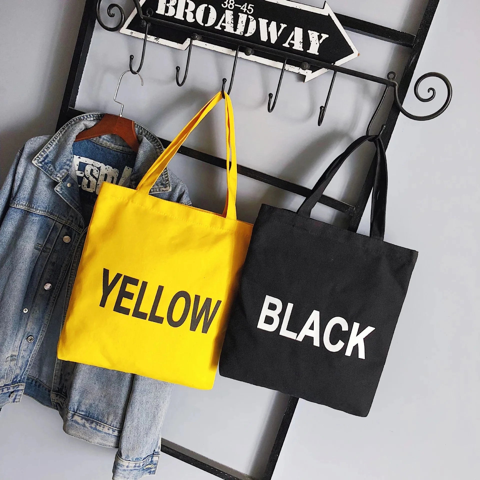 Custom Large Capacity Canvas Working Tote Bags Solid Color Shoulder Bag Black White Yellow Pink Women's Handbags For Shopping