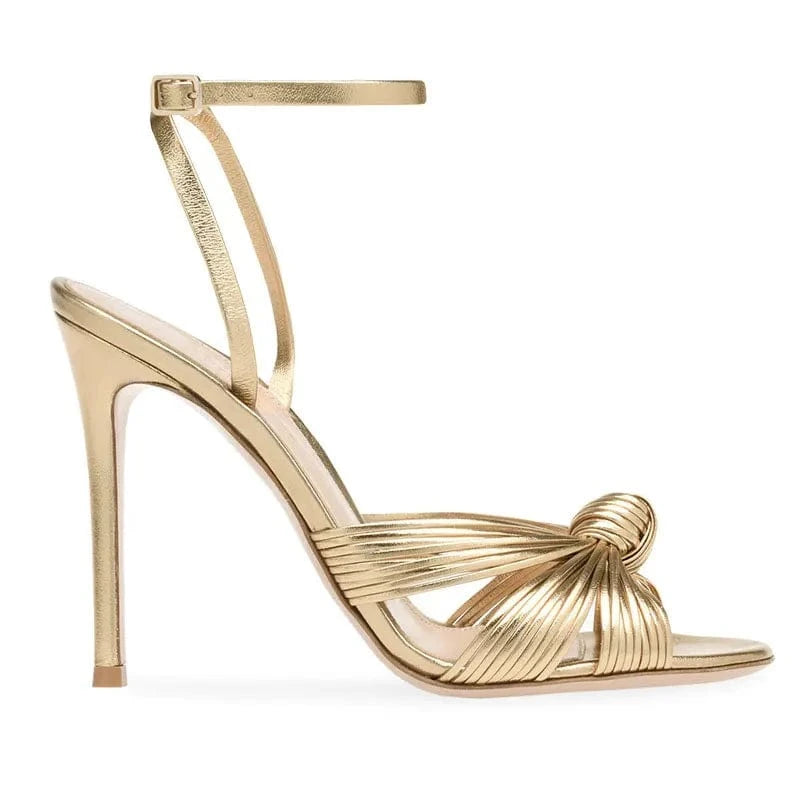 Custom Large Size 34-46 Party Fashion Women Stiletto Thin Heel Ankle Strap High Heel Gold Sandal
