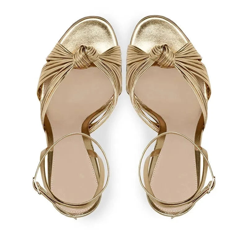 Custom Large Size 34-46 Party Fashion Women Stiletto Thin Heel Ankle Strap High Heel Gold Sandal