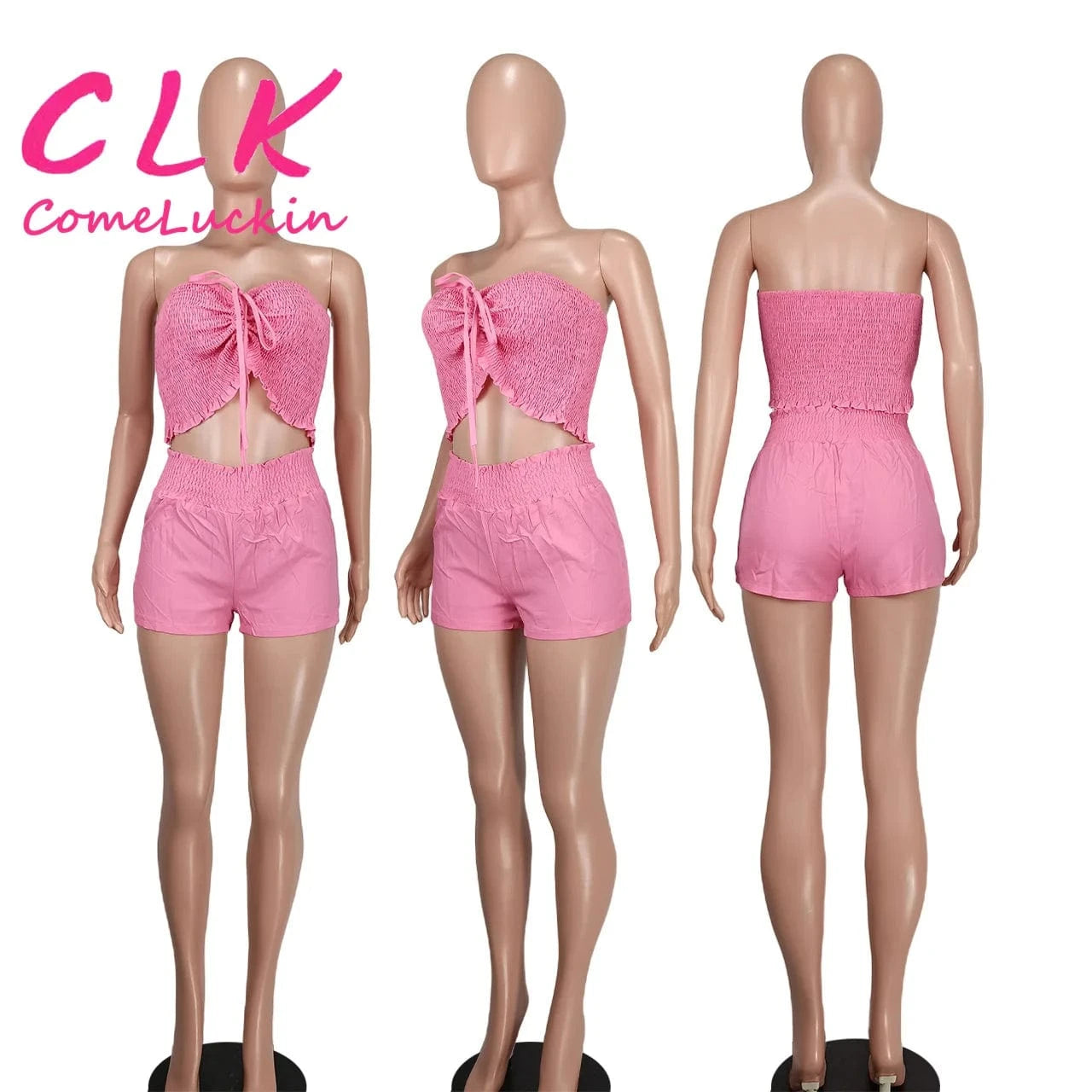 Custom Logo Boutique Women Clothing Tube Top Women Shorts Set Ladies Shorts and Top 2 Piece set 2024 Summer Outfits